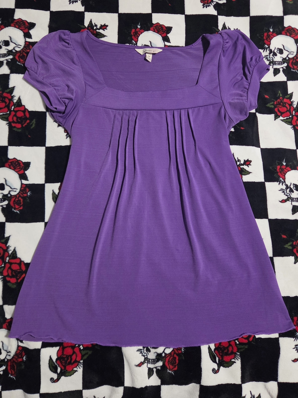 Speechless Purple Babydoll Top with Back Cinch